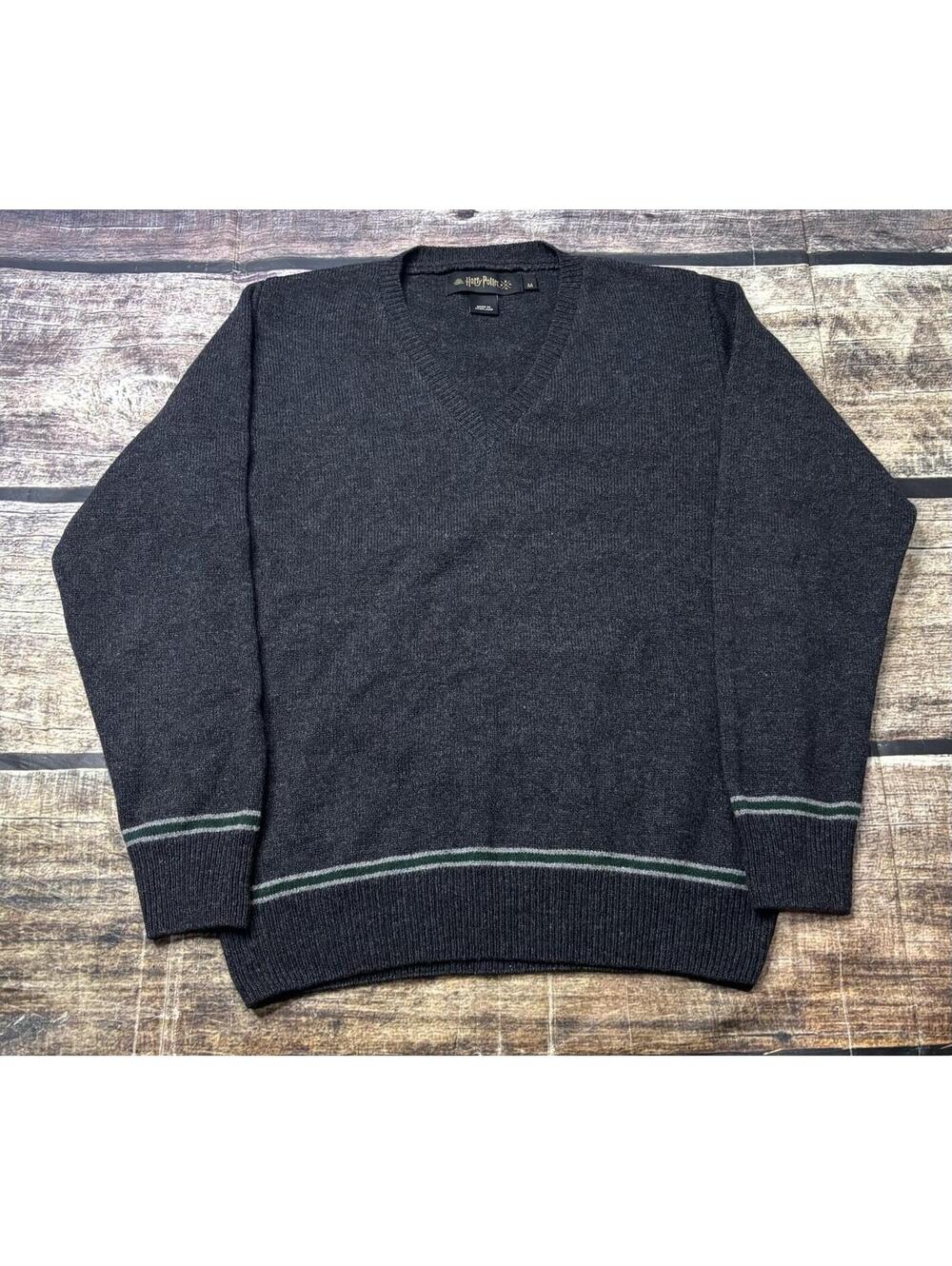 Harry Potter Sweater Mens Small Wool Scotland V-Neck Pullover Gray